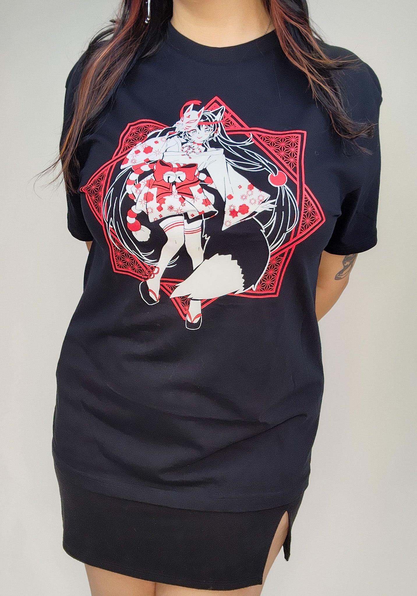 Pastel Pixie's Enchanting Kitsune Girl Graphic T-Shirt