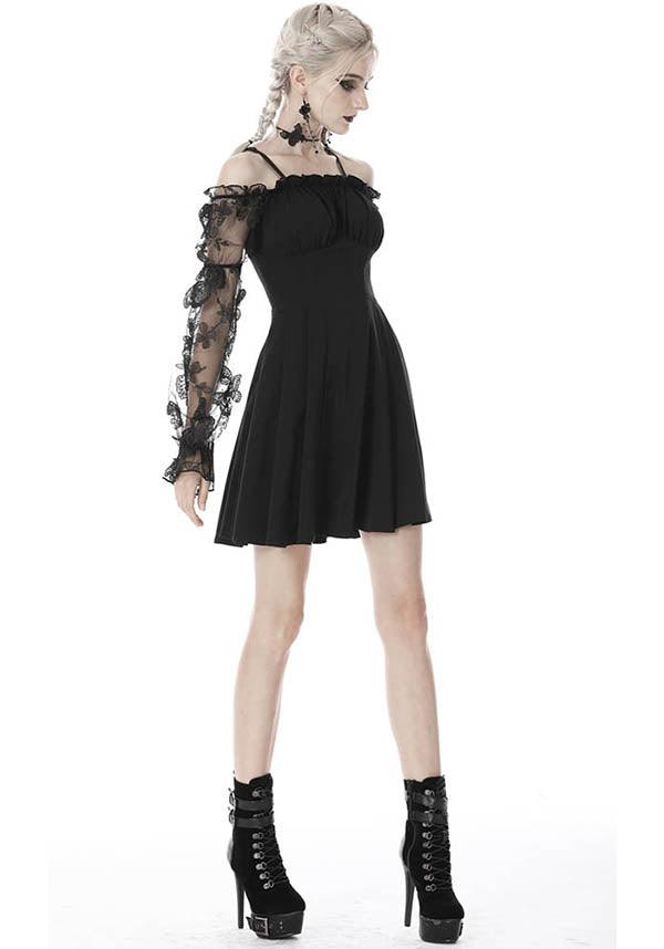 Gothic Lacey Off-Shoulder Dress with Corset Back