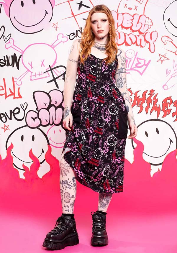 Hell Bunny's Riot Midi Dress - A Stunning Collaboration with Smiley Originals