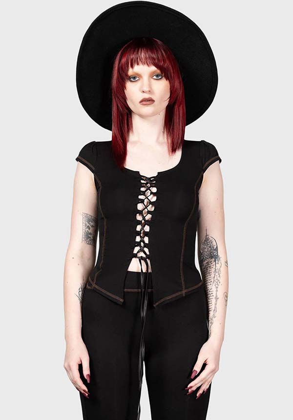 Soft and Stretch Midsummer Maypole Top with Tie Front Detail