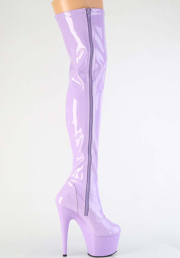 ADORE-3000 Lavender Stretch Thigh High Boots - Preorder Available