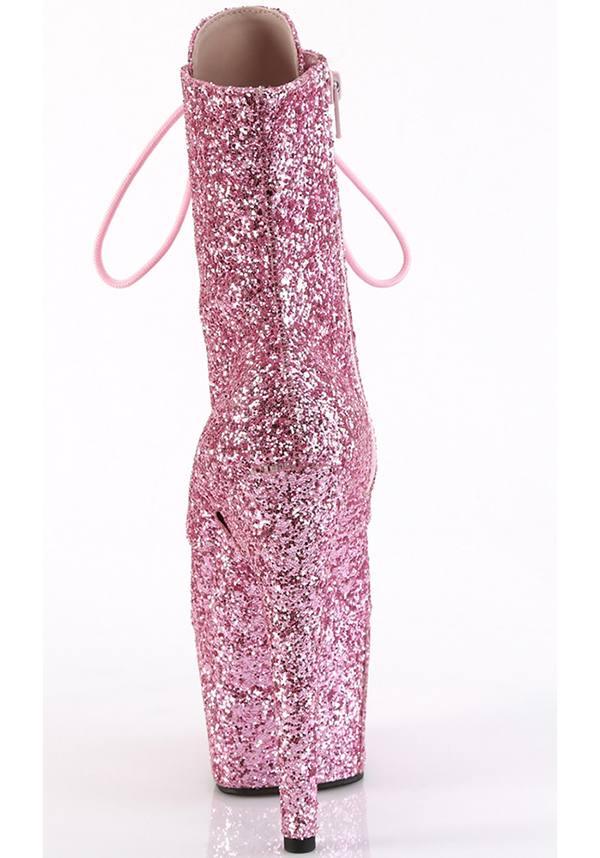 PREORDER - ADORE 1020GWR Baby Pink Glitter Platform Ankle Boots