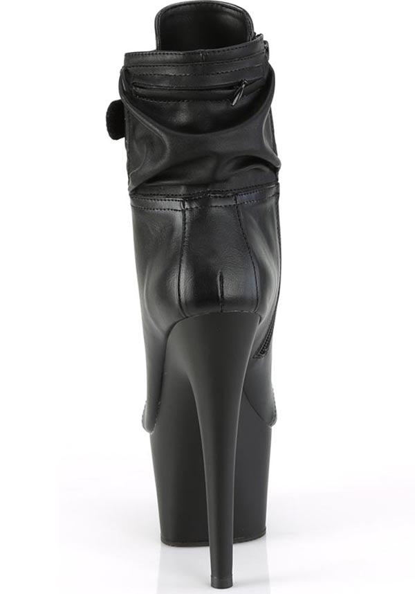 PREORDER: ADORE-1020 Black Faux Leather Pouch Platform Ankle Boots