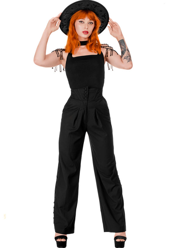 Arabella Buttoned Corset-Style Women's Pants for Corporate Goth Fashion