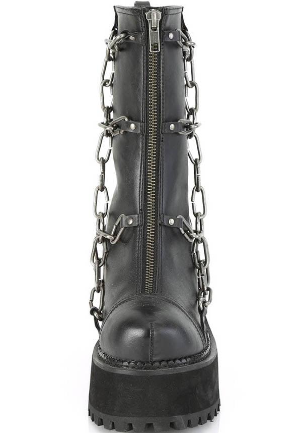 ASSAULT-66 Black Matte Ankle Boots with Cage Chain Detail [Preorder]
