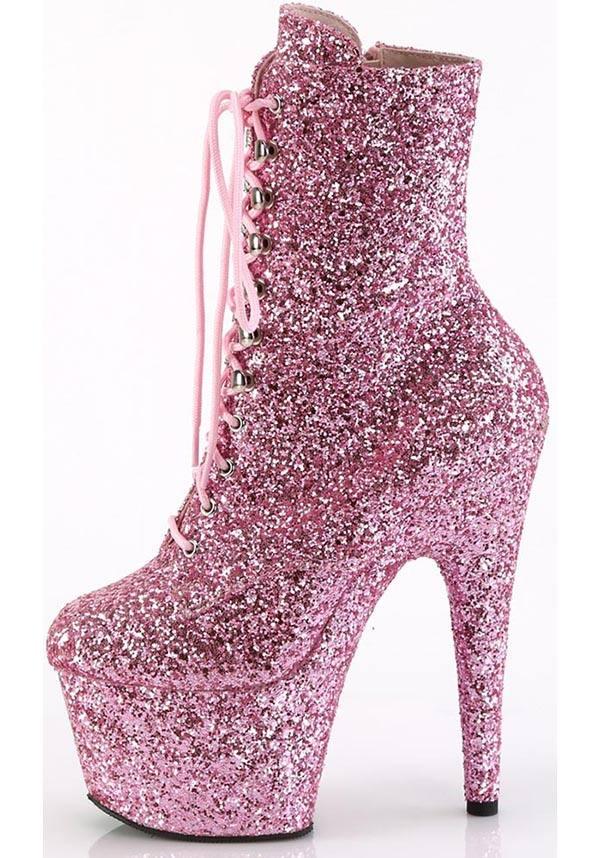 PREORDER - ADORE 1020GWR Baby Pink Glitter Platform Ankle Boots