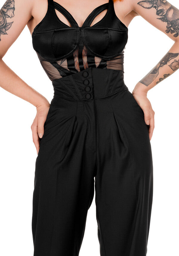 Arabella Buttoned Corset-Style Women's Pants for Corporate Goth Fashion