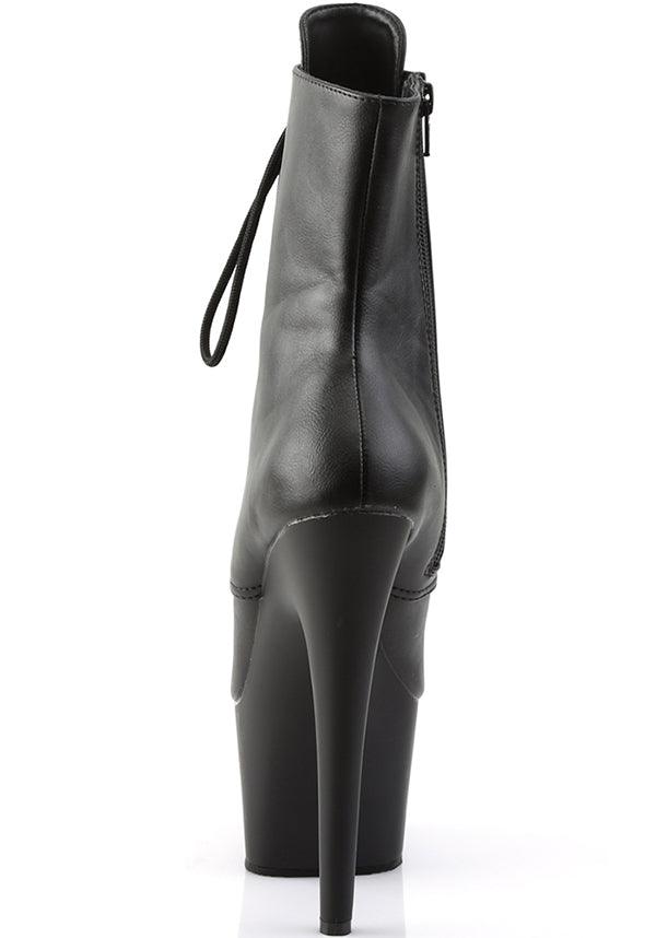 Adore 1020 Black Faux Leather Pre - Order Platform Heel Ankle Boots