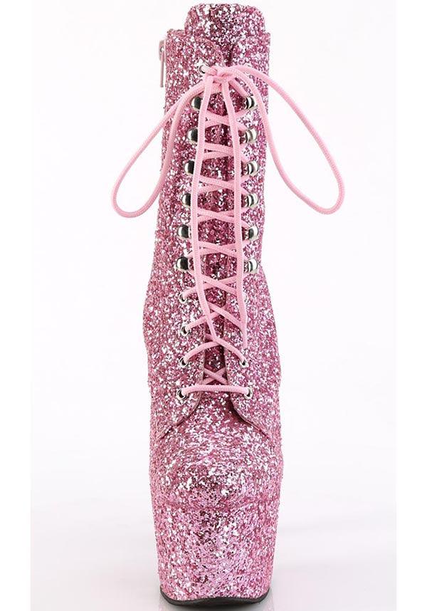 PREORDER - ADORE 1020GWR Baby Pink Glitter Platform Ankle Boots