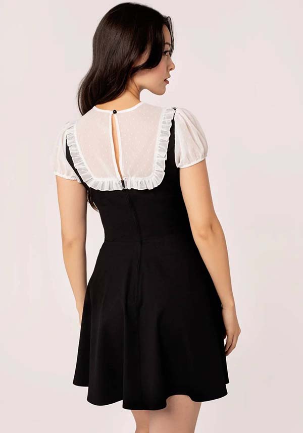 Hell Bunny's Black and White Alice Mini Dress: Gothic Charm with a Flirty Twist