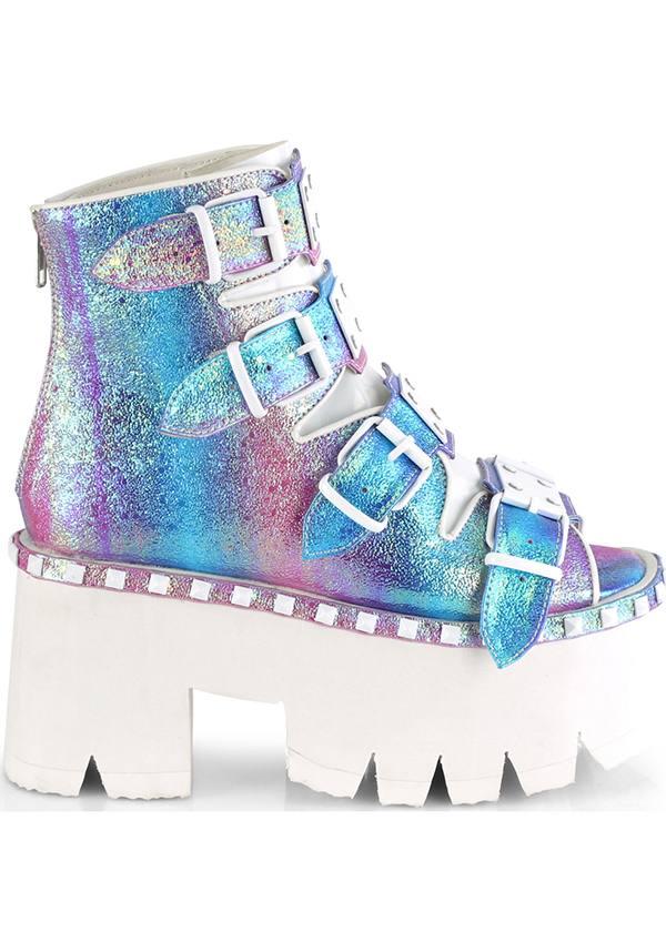 PREORDER: Purple ASHES-70 Platform Sandals with Unique Design