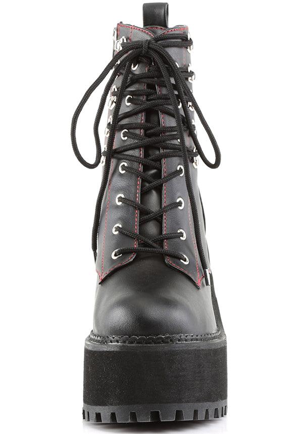Demonia Assault-100 Black Block Heel Platform Lace-Up Ankle Boots [Pre-Order]