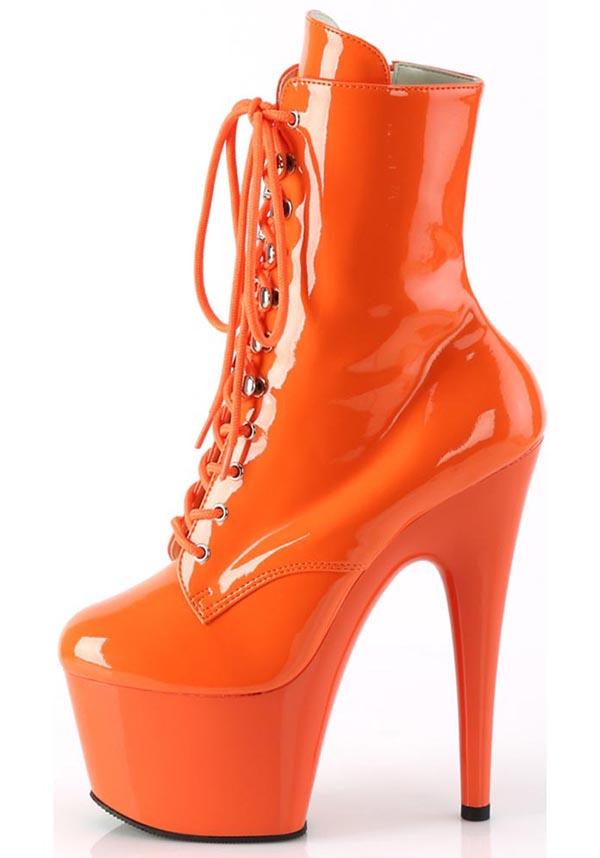 ADORE-1020 Orange Patent Platform Ankle Boots for Pre - Order