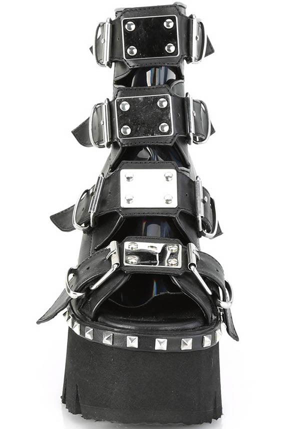 Demonia ASHES - 70 Black Vegan Leather Platform Sandals - Pre - order