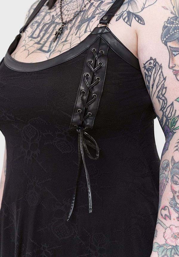 Anne Arkist Women's Midi Dress with Custom Skull Lace