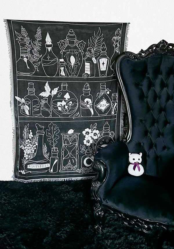 Apothecary Themed Woven Wall Tapestry by Beserk Crypt