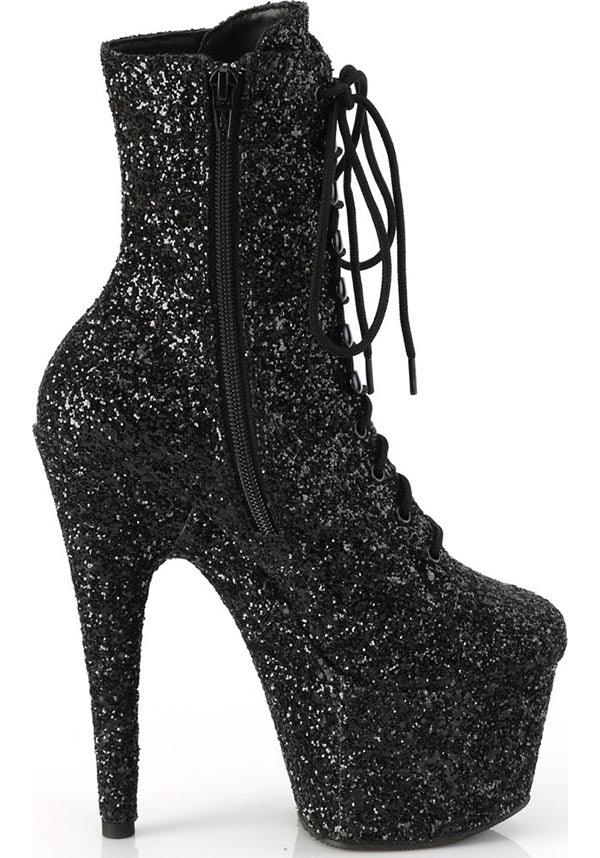 ADORE-1020GWR Black Glitter Platform Ankle Boots - Preorder for Fashionable Footwear