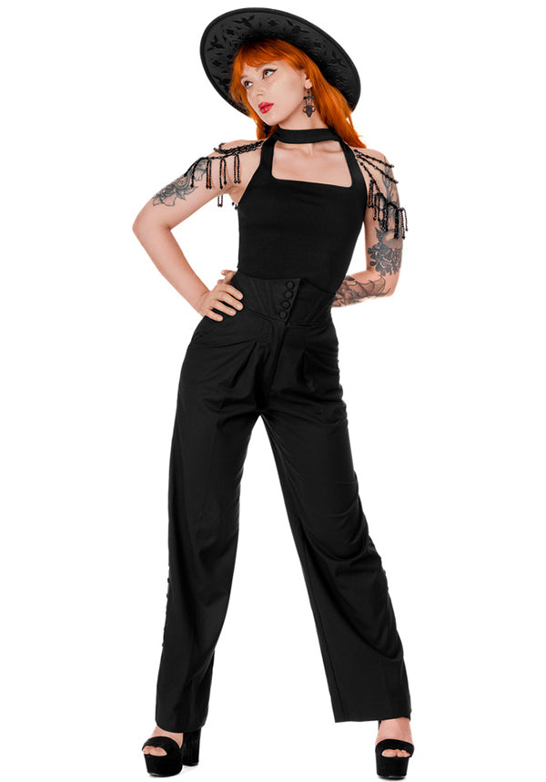 Arabella Buttoned Corset-Style Women's Pants for Corporate Goth Fashion