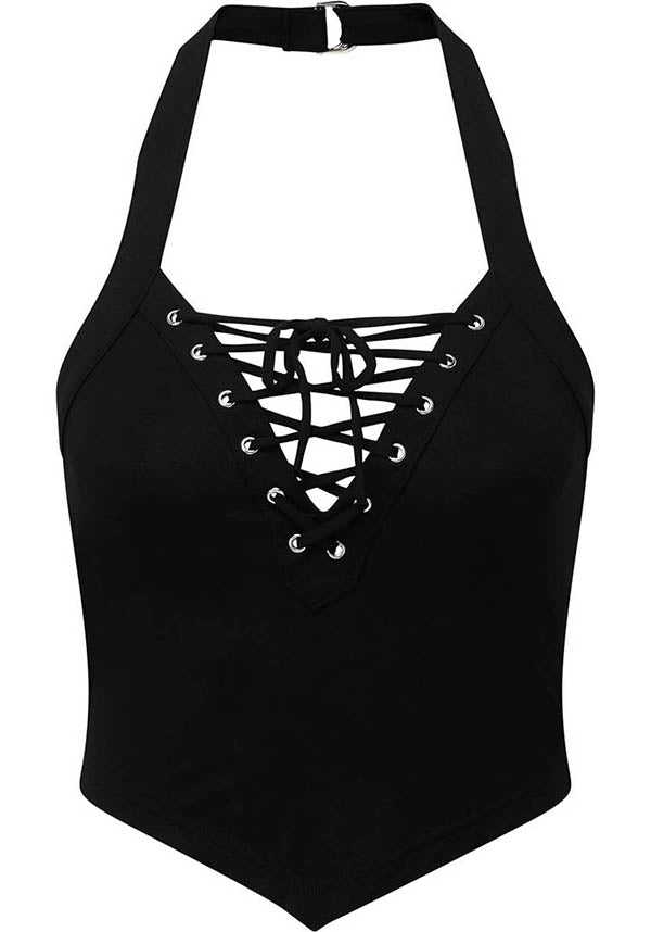 Axel Women's Soft-Stretch Jersey Halterneck Cropped Vest Top