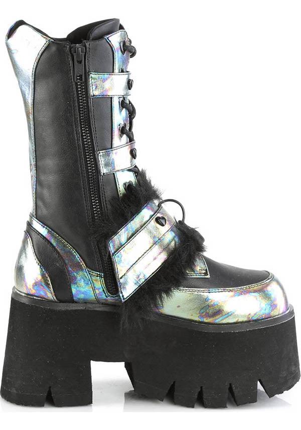 PREORDER: Black ASHES - 120 Platform Mid - Calf Boots
