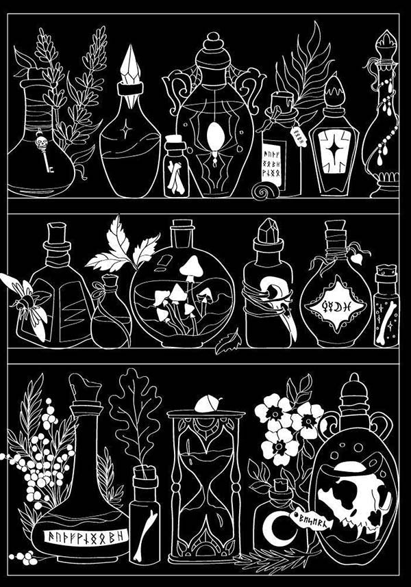 Apothecary Themed Woven Wall Tapestry by Beserk Crypt