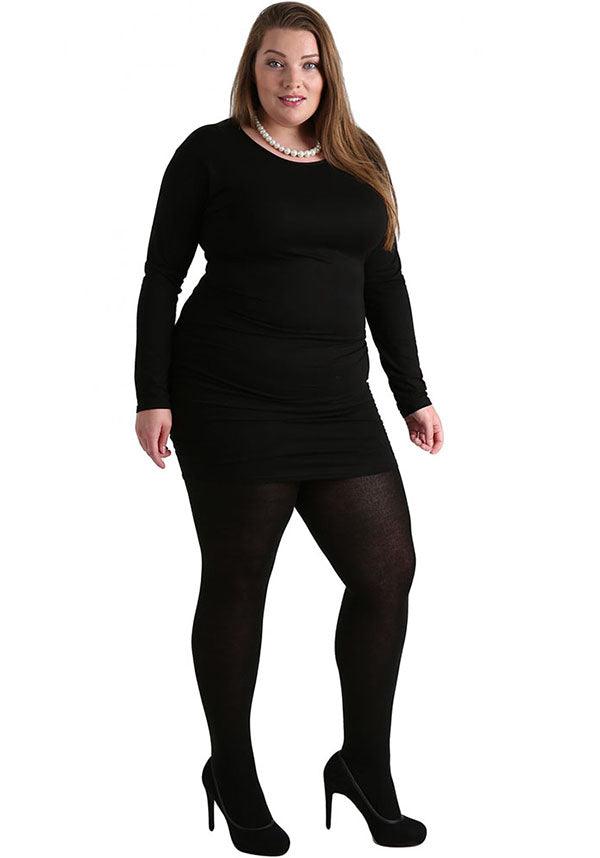 Black 50 Denier Opaque Super-Stretch Tights Specially Designed for Plus Size Curvy Women