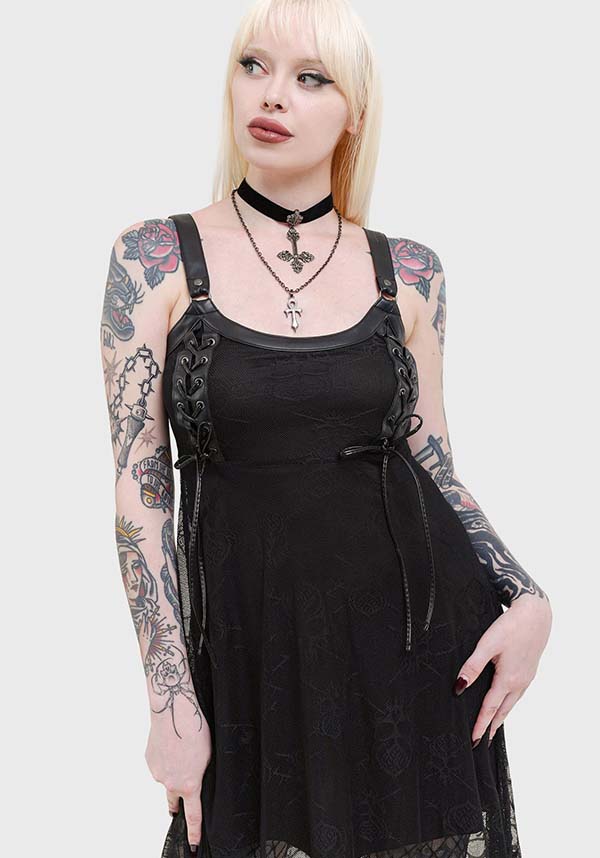 Anne Arkist Women's Midi Dress with Custom Skull Lace
