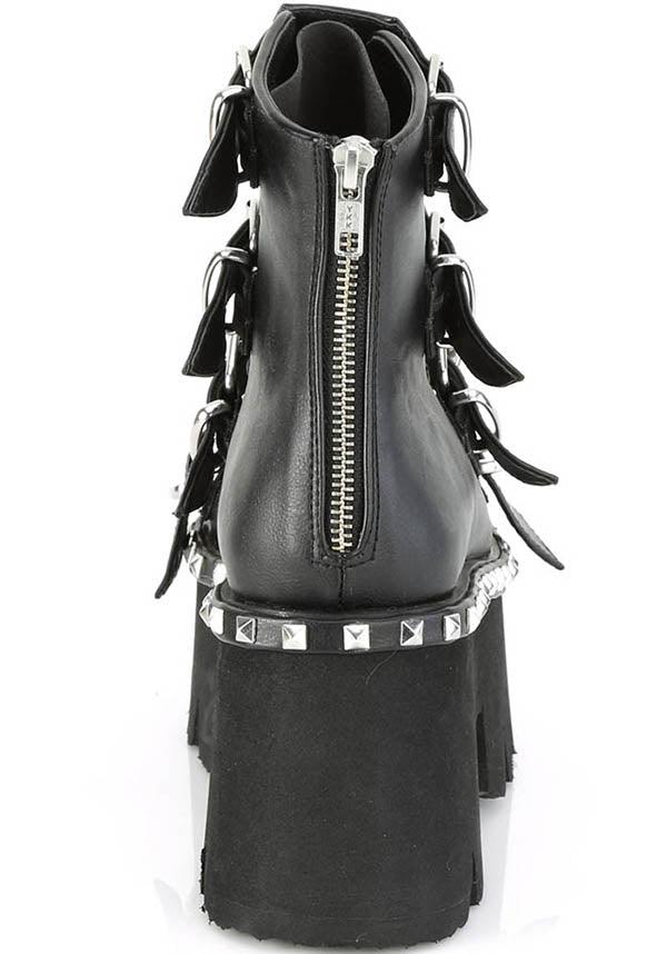 Demonia ASHES - 70 Black Vegan Leather Platform Sandals - Pre - order