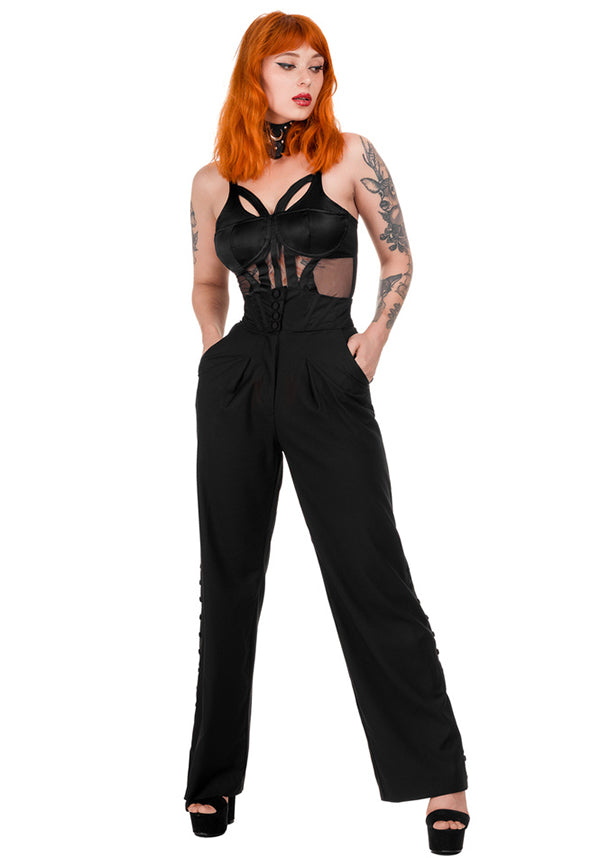 Arabella Buttoned Corset-Style Women's Pants for Corporate Goth Fashion