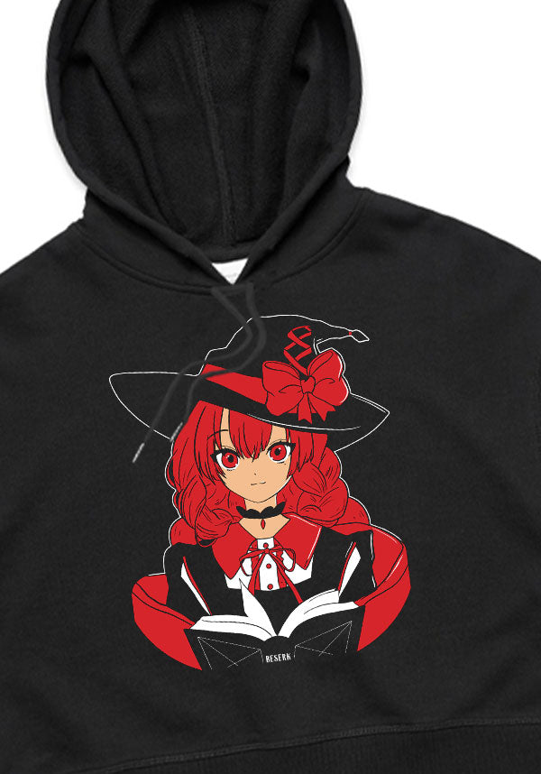 Enchanting Academia Witch Style Cropped Cotton Hoodie
