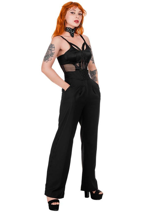 Arabella Buttoned Corset-Style Women's Pants for Corporate Goth Fashion