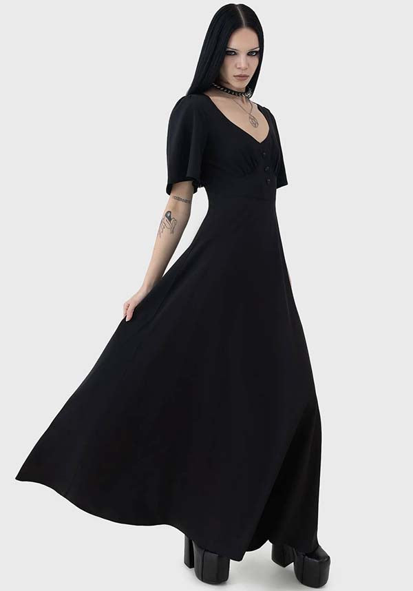 Arboraceous Women's Maxi Dress with Skull Button Detail