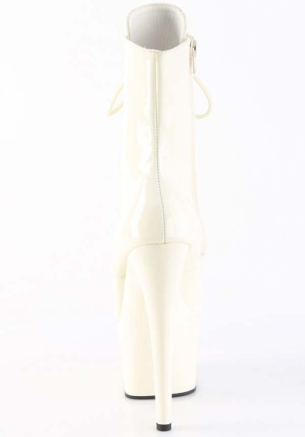 ADORE-1020 Platform Boots - Off White Patent Leather [Pre-Order for Stylish Ankle Boots]