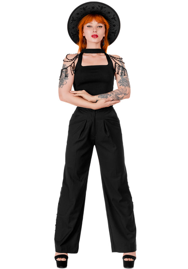 Arabella Buttoned Corset-Style Women's Pants for Corporate Goth Fashion