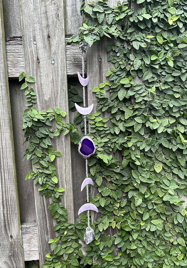 Celestial Amethyst Moon Phase Wall Hanger Decorative Item
