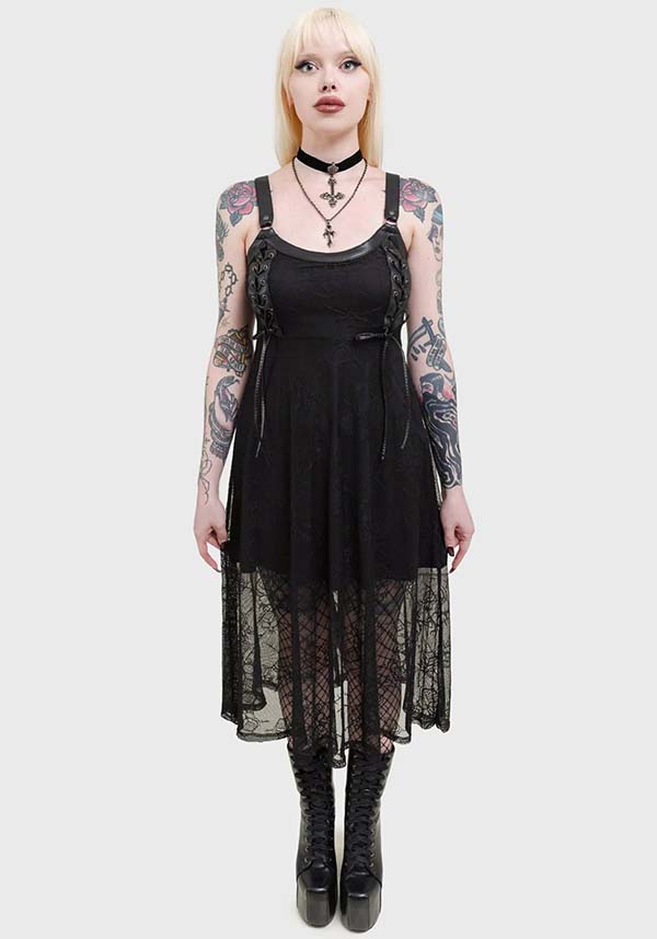 Anne Arkist Women's Midi Dress with Custom Skull Lace