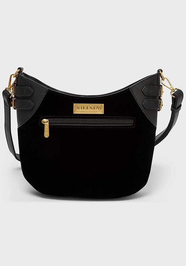 Stylish Adjustable Adder Faux Leather and Suede Bag with Gold Hardware