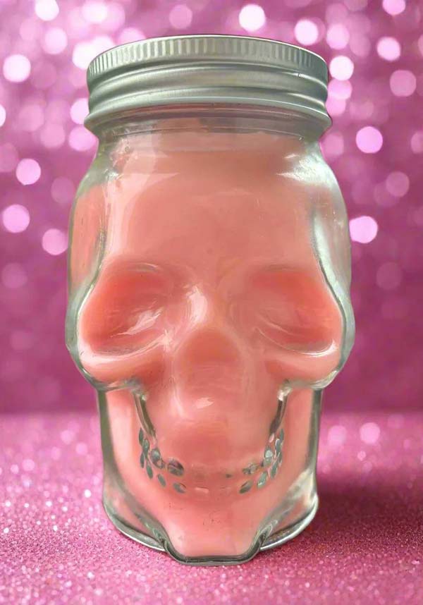 Aphrodite Rose Musk Scented Skull-Shaped Reusable Glass Jar Candle