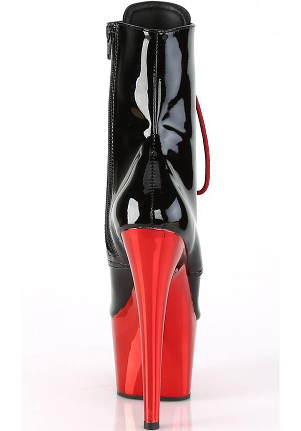 ADORE-1020 Two-Tone Platform Ankle Boots [Black Patent/Red Chrome] - Pre-Order Special