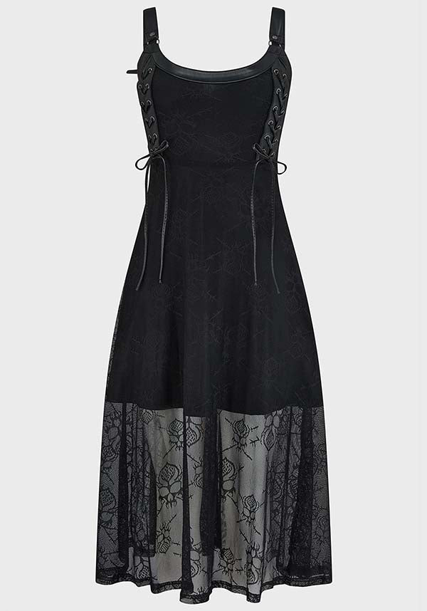 Anne Arkist Women's Midi Dress with Custom Skull Lace