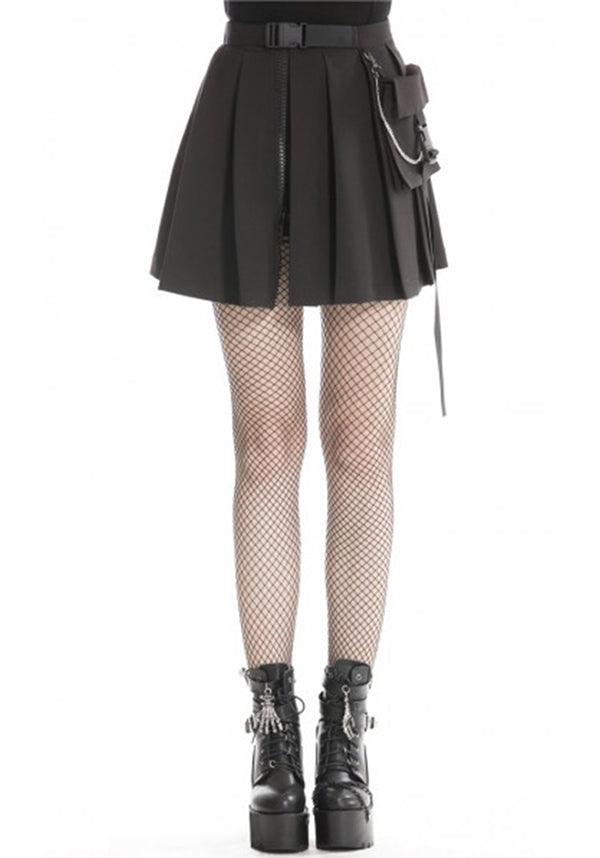 Assassin Style Pleated Short Skirt with Detachable Chain Handbag