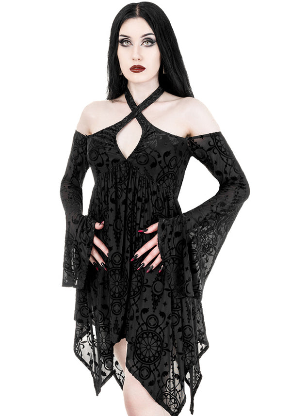 Restyle's Enchanting Gothic Burn-out Velour Mini Dress