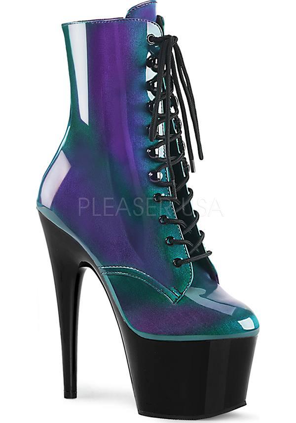 ADORE-1020SHG Purple-Green/Black Platform Boots - Preorder