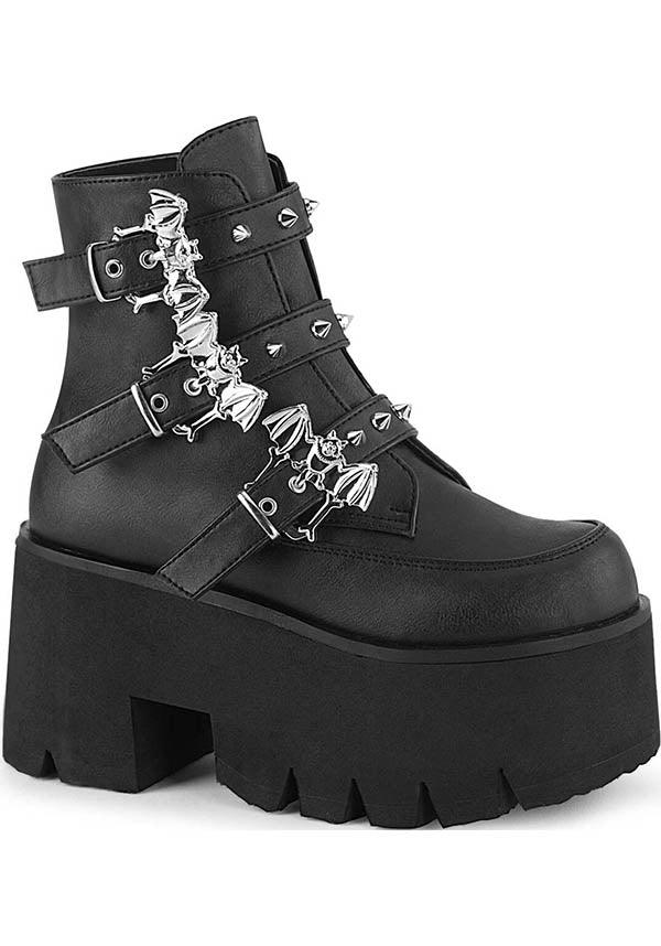 PRE-ORDER! Matte Black Cut-Out Platform Ankle Boots ASHES-55