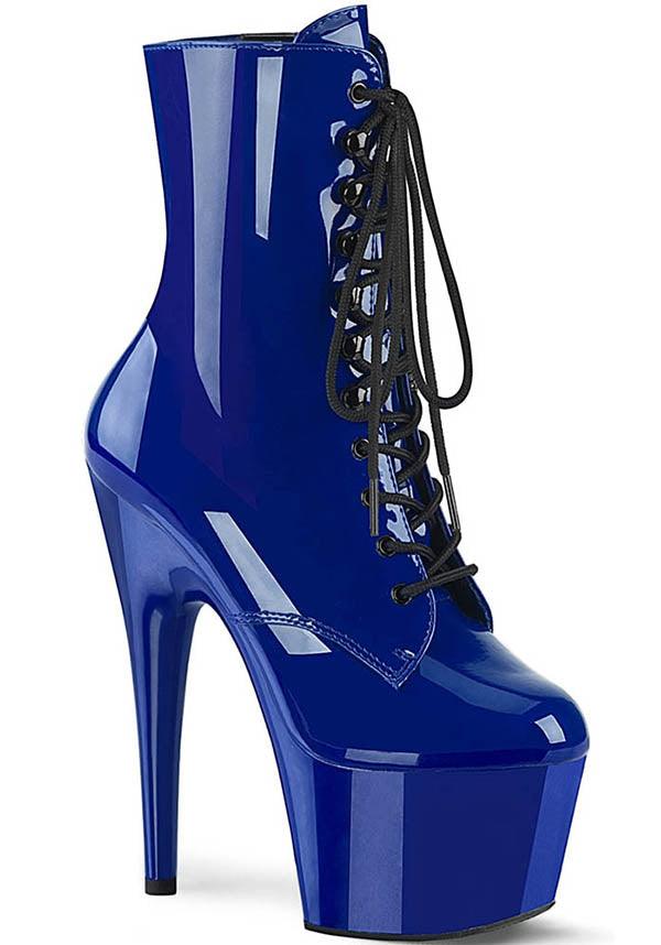 Adore-1020 Platform Heel Royal Blue Patent Ankle Boots - Preorder Available