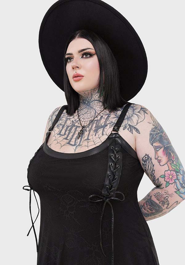Anne Arkist Women's Midi Dress with Custom Skull Lace