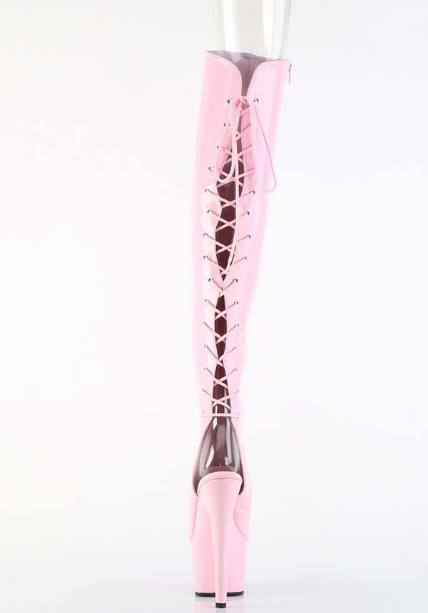 ADORE-3019HWR [Pink Holo] Pre-order Platform Heel Over-The-Knee Boots for Fashion Lovers