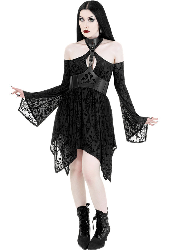Restyle's Enchanting Gothic Burn-out Velour Mini Dress
