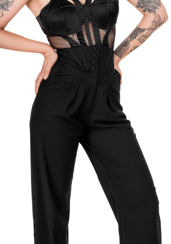 Arabella Buttoned Corset-Style Women's Pants for Corporate Goth Fashion