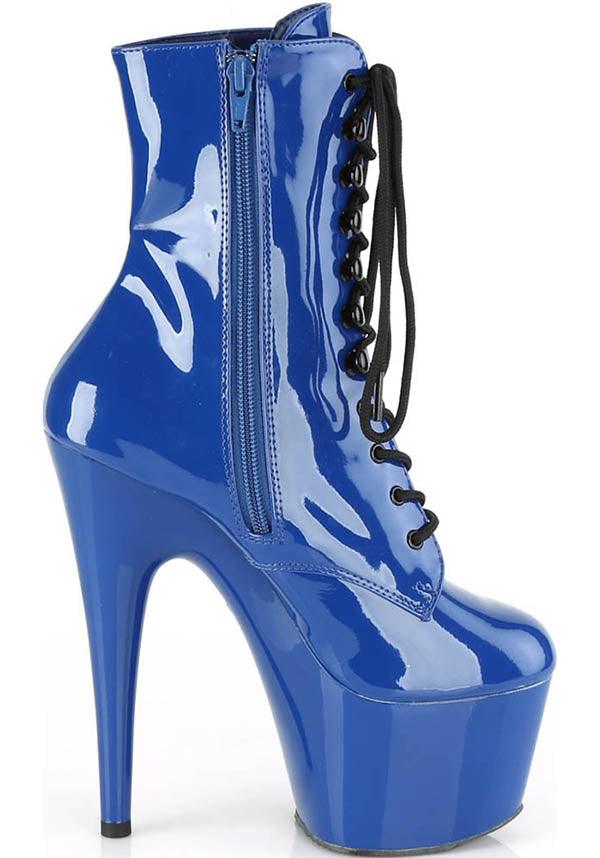 Adore-1020 Platform Heel Royal Blue Patent Ankle Boots - Preorder Available